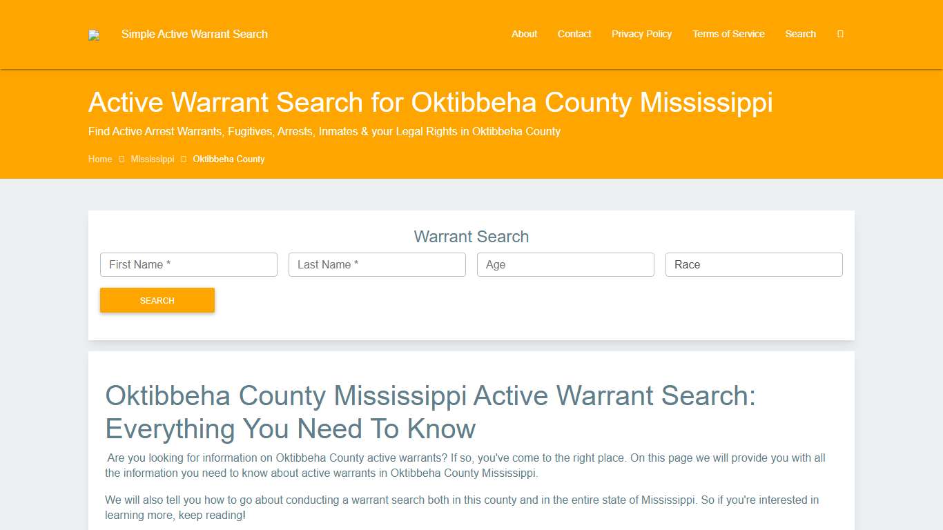 Active Warrant Search in Oktibbeha County Mississippi - Outstanding Warrants